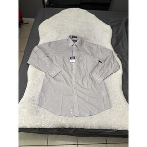 New STAFFORD Button Down Gray Dress Shirt Men's Size 15 32-33 Solid